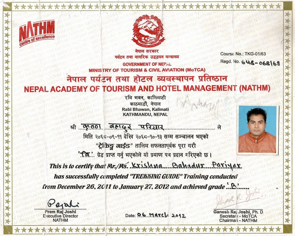 Certificate of NATHM